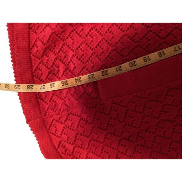 Helen Sue Red Sweater Poncho Cape One Size Grandmacore - Picture 8 of 8